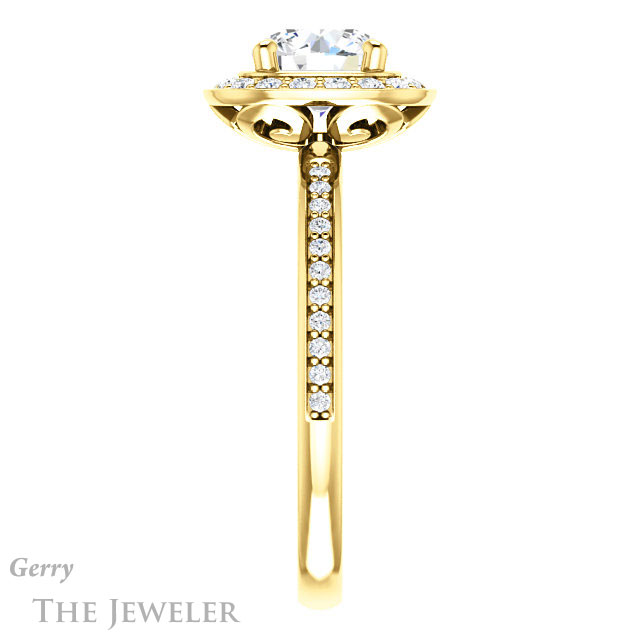 Round Cut Forever One Moissanite Engagement Ring #GTJ934-round-fo-y | Gerry The Jeweler Round Cut Forever One Moissanite Engagement Ring #GTJ934-round-fo-y