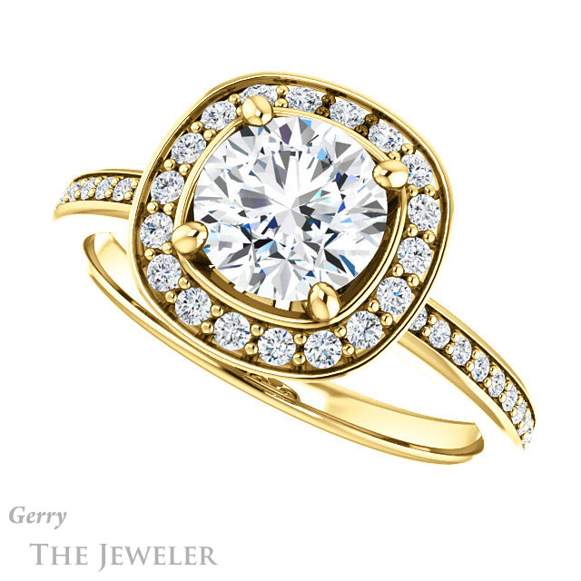 Round Cut Forever One Moissanite Engagement Ring #GTJ934-round-fo-y | Gerry The Jeweler Round Cut Forever One Moissanite Engagement Ring #GTJ934-round-fo-y