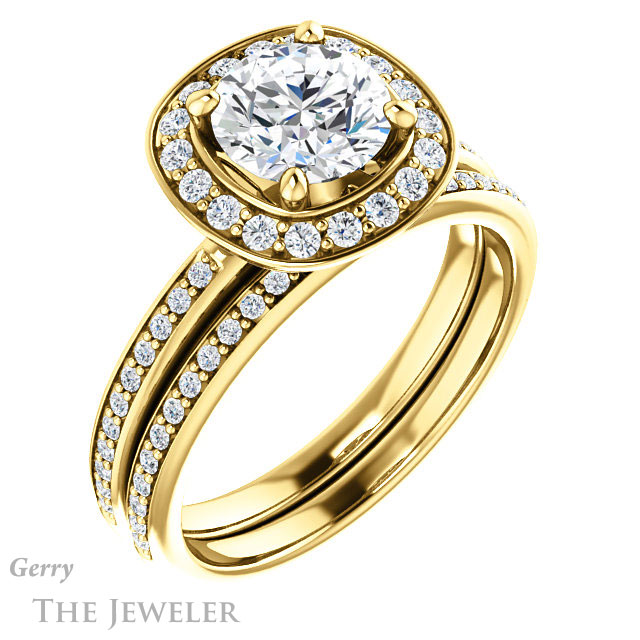 Round Cut Forever One Moissanite Engagement Ring #GTJ934-round-fo-y | Gerry The Jeweler Round Cut Forever One Moissanite Engagement Ring #GTJ934-round-fo-y