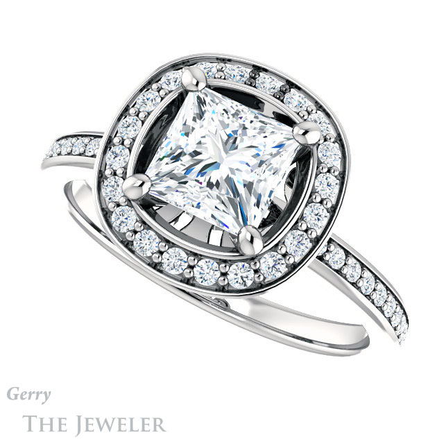 Princess Cut Forever One Moissanite Engagement Ring #GTJ934-square-fo-w | Gerry The Jeweler Princess Cut Forever One Moissanite Engagement Ring #GTJ934-square-fo-w
