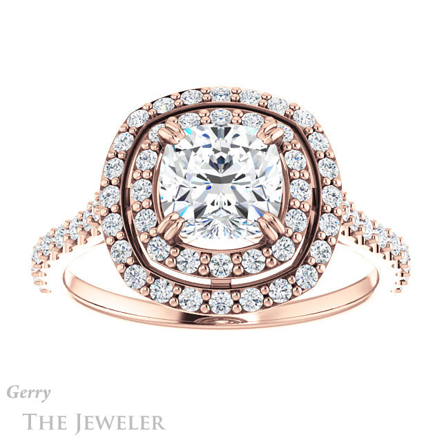 Cushion Cut Forever One Moissanite Engagement Ring #GTJ935-cushion-fo-r