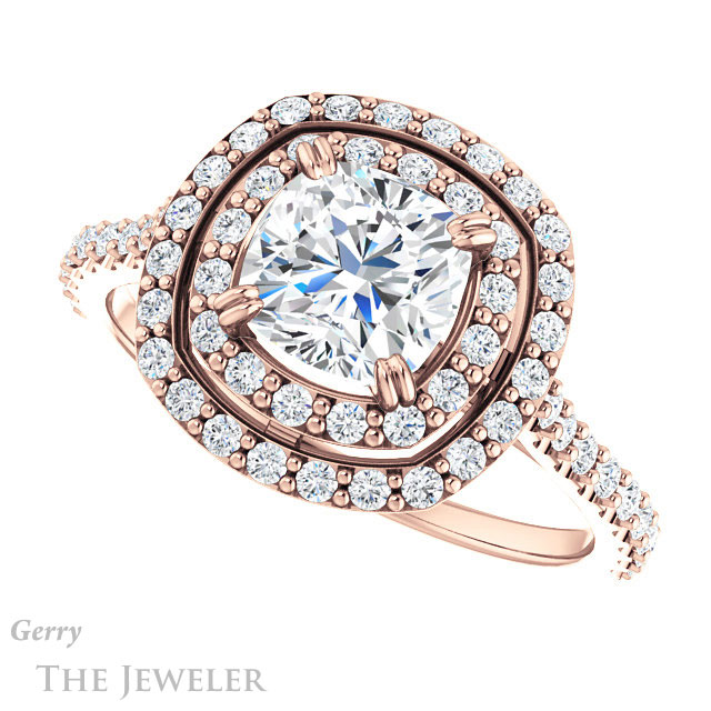 Cushion Cut Forever One Moissanite Engagement Ring #GTJ935-cushion-fo-r