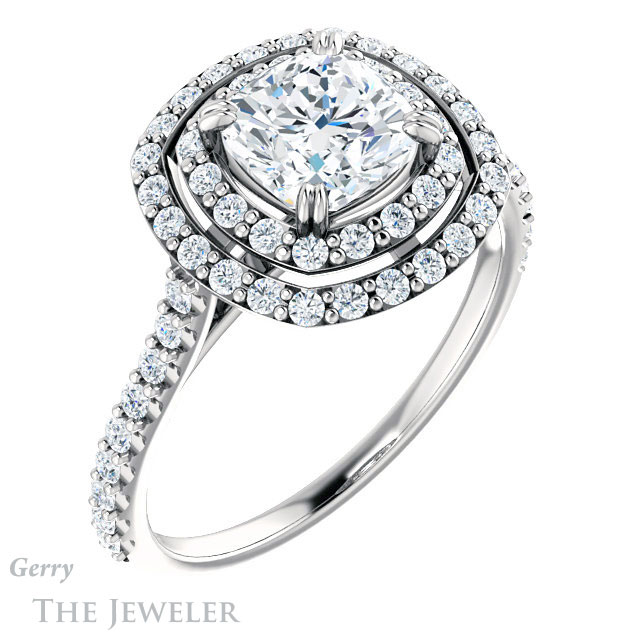 Cushion Cut Forever One Moissanite Engagement Ring #GTJ935-cushion-fo-w