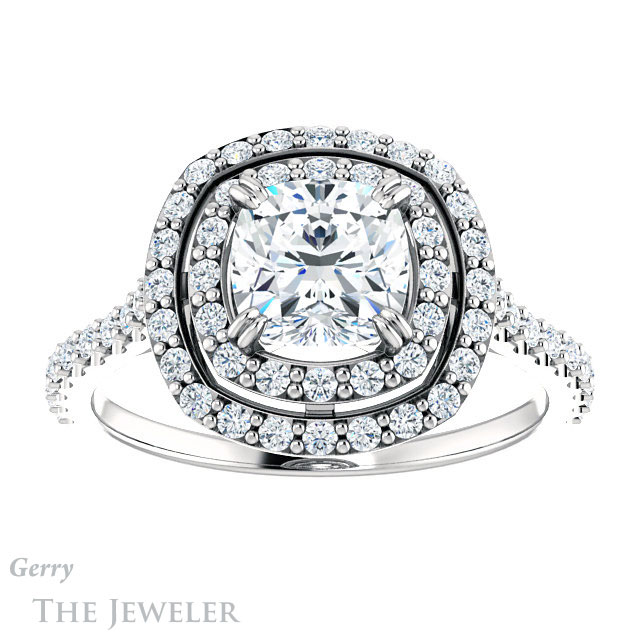 Cushion Cut Forever One Moissanite Engagement Ring #GTJ935-cushion-fo-w