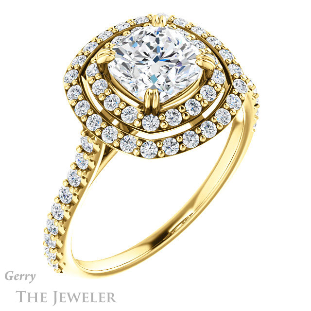 Cushion Cut Forever One Moissanite Engagement Ring #GTJ935-cushion-fo-y