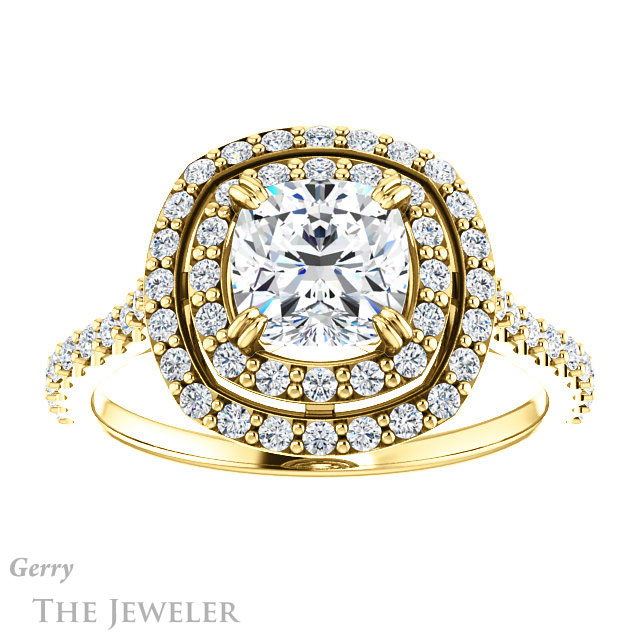 Cushion Cut Forever One Moissanite Engagement Ring #GTJ935-cushion-fo-y