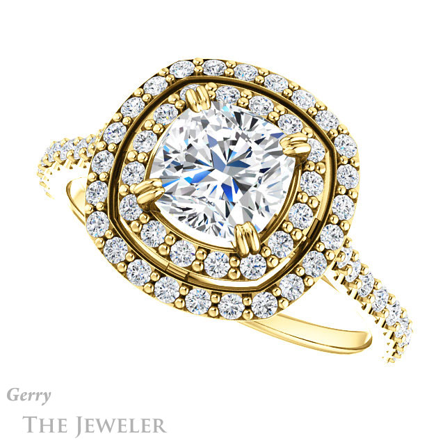 Cushion Cut Forever One Moissanite Engagement Ring #GTJ935-cushion-fo-y
