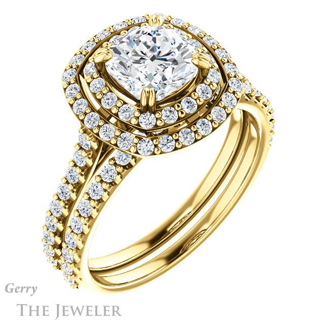 Cushion Cut Forever One Moissanite Engagement Ring #GTJ935-cushion-fo-y