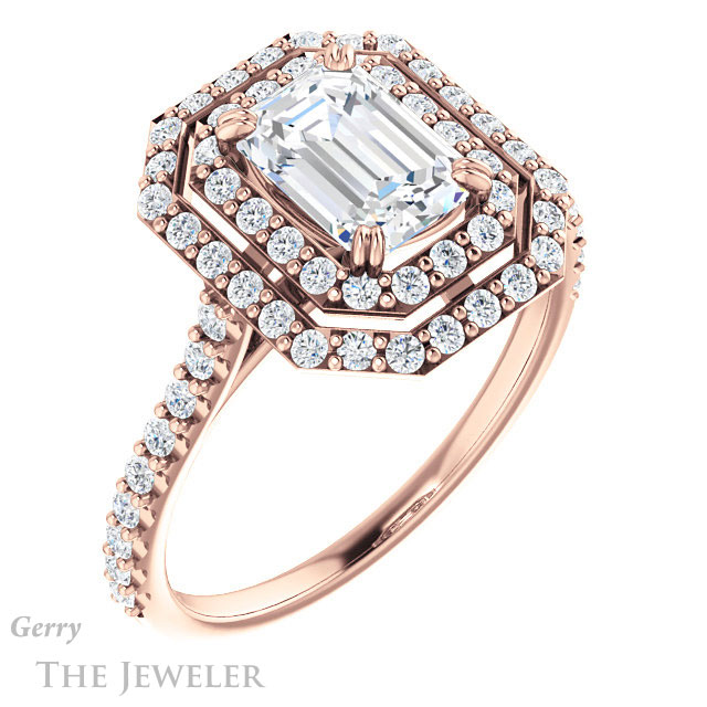 Emerald Cut Forever Brilliant Moissanite Engagement Ring #GTJ935-emerald-fb-r