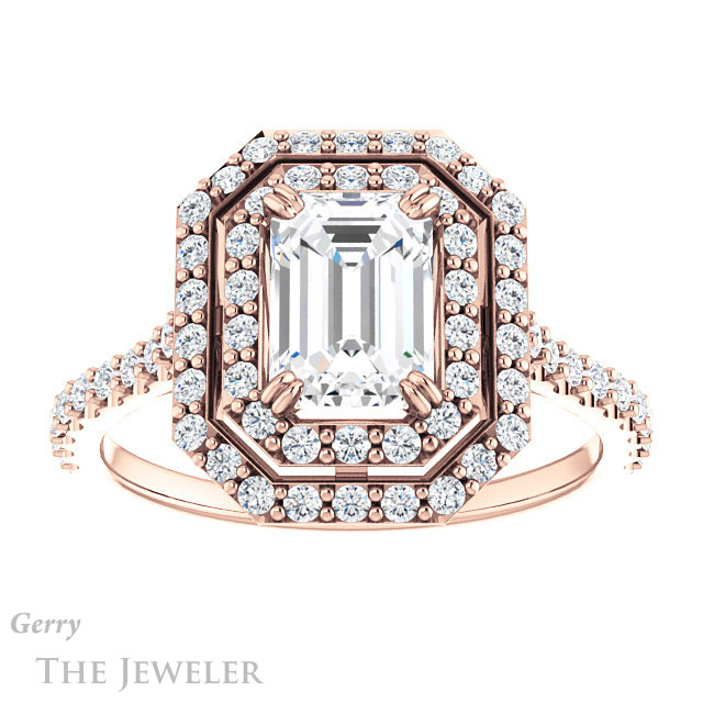 Emerald Cut Forever Brilliant Moissanite Engagement Ring #GTJ935-emerald-fb-r
