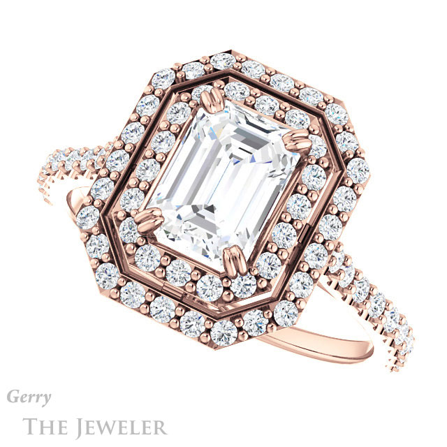 Emerald Cut Forever Brilliant Moissanite Engagement Ring #GTJ935-emerald-fb-r