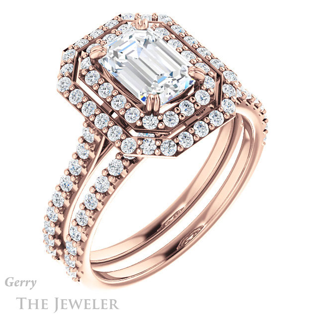 Emerald Cut Forever Brilliant Moissanite Engagement Ring #GTJ935-emerald-fb-r