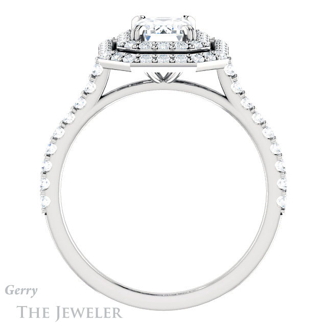 Emerald Cut Forever Brilliant Moissanite Engagement Ring #GTJ935-emerald-fb-w