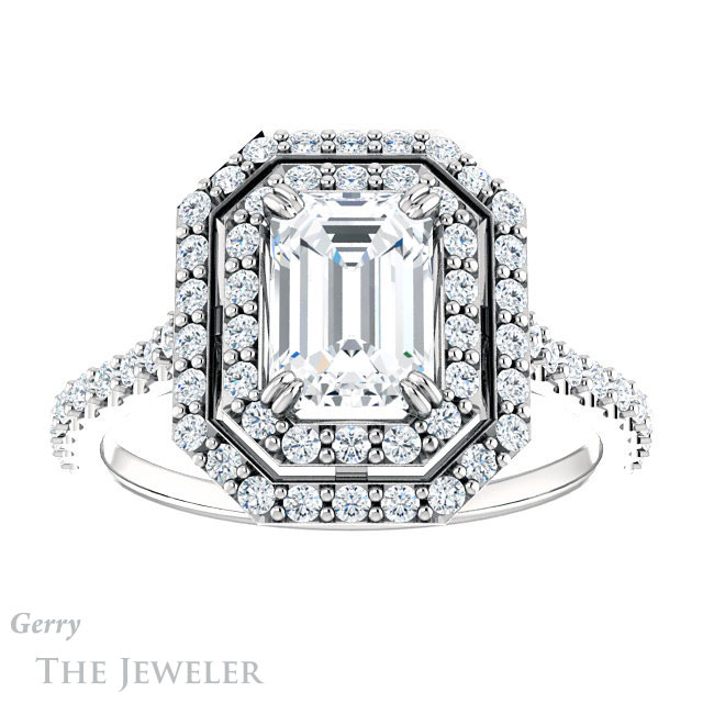 Emerald Cut Forever Brilliant Moissanite Engagement Ring #GTJ935-emerald-fb-w