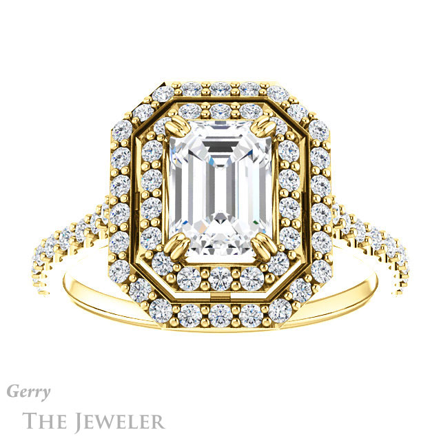 Emerald Cut Forever Brilliant Moissanite Engagement Ring #GTJ935-emerald-fb-y