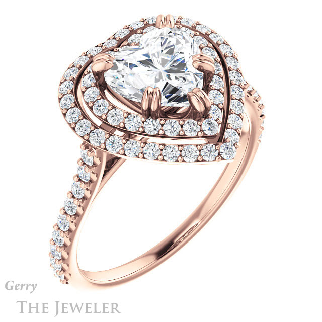 Heart Shaped Forever Brilliant Moissanite Engagement Ring #GTJ935-heart-fb-r