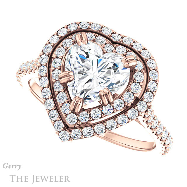 Heart Shaped Forever Brilliant Moissanite Engagement Ring #GTJ935-heart-fb-r