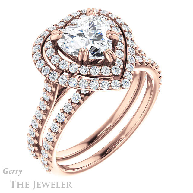 Heart Shaped Forever Brilliant Moissanite Engagement Ring #GTJ935-heart-fb-r