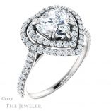 Heart Shaped Forever Brilliant Moissanite Engagement Ring #GTJ935-heart-fb-w