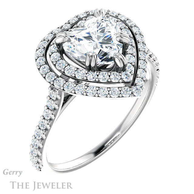 Heart Shaped Forever Brilliant Moissanite Engagement Ring #GTJ935-heart-fb-w