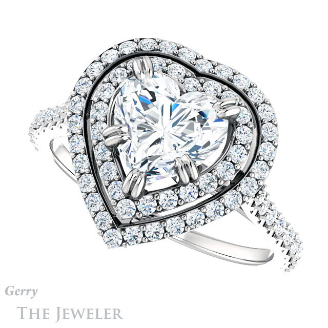 Heart Shaped Forever Brilliant Moissanite Engagement Ring #GTJ935-heart-fb-w