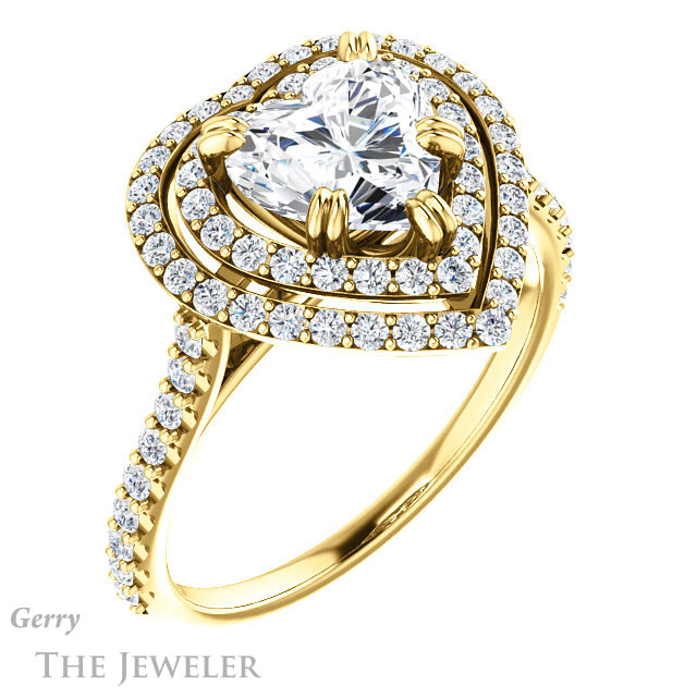 Heart Shaped Forever Brilliant Moissanite Engagement Ring #GTJ935-heart-fb-y