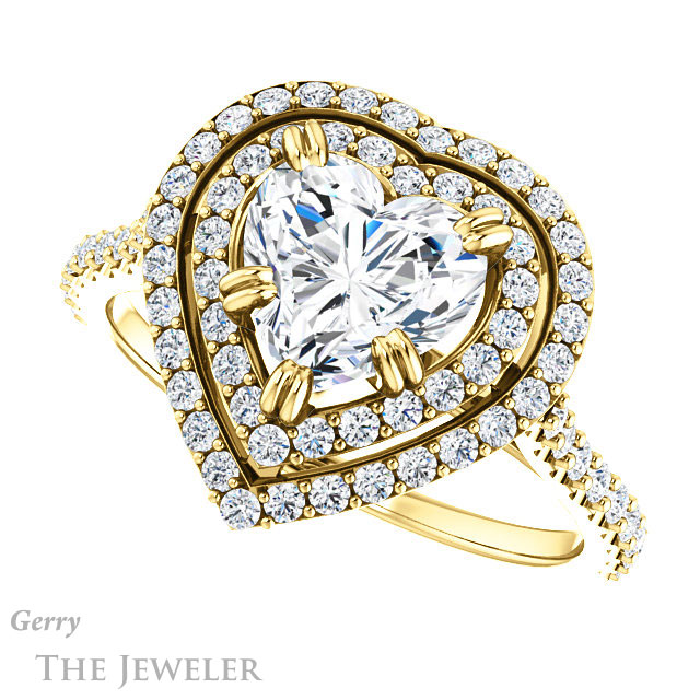 Heart Shaped Forever Brilliant Moissanite Engagement Ring #GTJ935-heart-fb-y