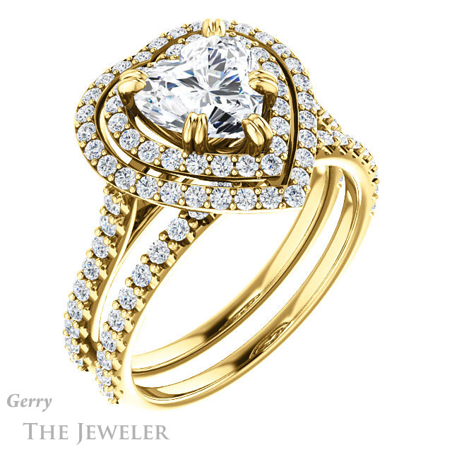 Heart Shaped Forever Brilliant Moissanite Engagement Ring #GTJ935-heart-fb-y