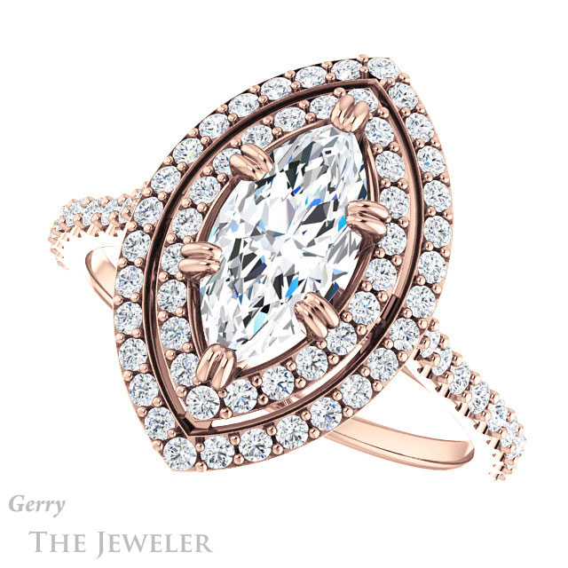 Marquise Cut Forever Brilliant Moissanite Engagement Ring #GTJ935-marquise-fb-r