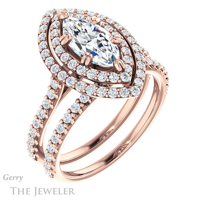 Marquise Cut Forever Brilliant Moissanite Engagement Ring #GTJ935-marquise-fb-r