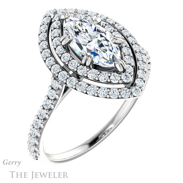 Marquise Cut Forever Brilliant Moissanite Engagement Ring #GTJ935-marquise-fb-w