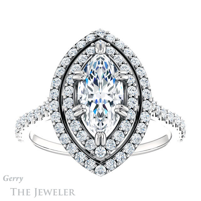 Marquise Cut Forever Brilliant Moissanite Engagement Ring #GTJ935-marquise-fb-w