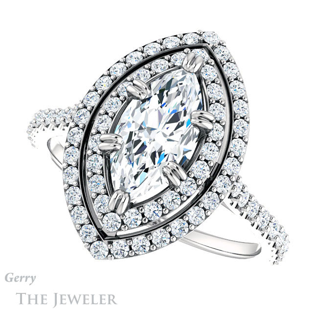 Marquise Cut Forever Brilliant Moissanite Engagement Ring #GTJ935-marquise-fb-w