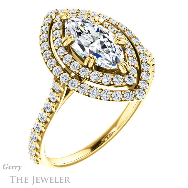 Marquise Cut Forever Brilliant Moissanite Engagement Ring #GTJ935-marquise-fb-y