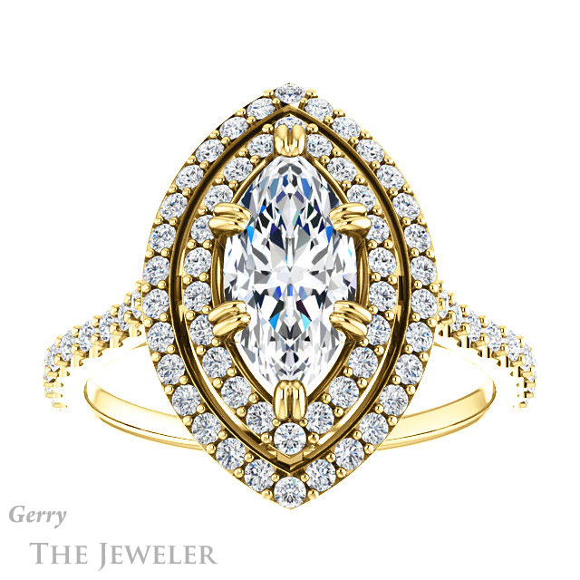 Marquise Cut Forever Brilliant Moissanite Engagement Ring #GTJ935-marquise-fb-y