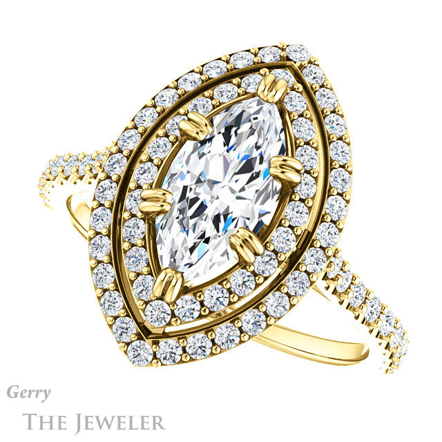 Marquise Cut Forever Brilliant Moissanite Engagement Ring #GTJ935-marquise-fb-y
