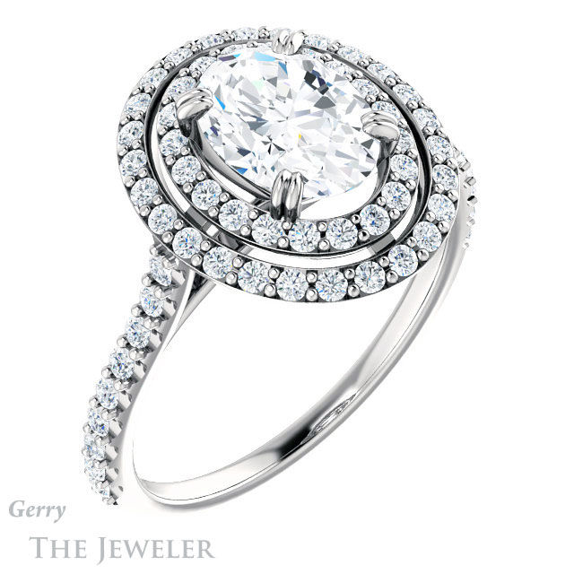 Oval Shaped Forever One Moissanite Engagement Ring #GTJ935-oval-fo-w