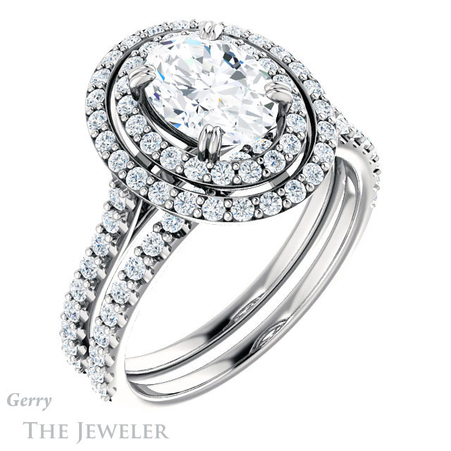 Oval Shaped Forever One Moissanite Engagement Ring #GTJ935-oval-fo-w