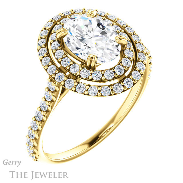 Oval Shaped Forever One Moissanite Engagement Ring #GTJ935-oval-fo-y