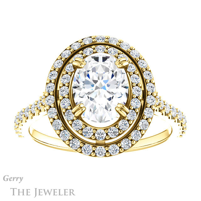 Oval Shaped Forever One Moissanite Engagement Ring #GTJ935-oval-fo-y