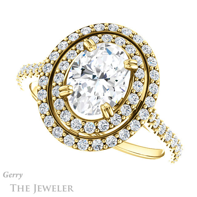 Oval Shaped Forever One Moissanite Engagement Ring #GTJ935-oval-fo-y