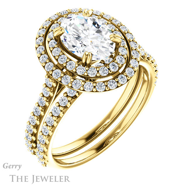 Oval Shaped Forever One Moissanite Engagement Ring #GTJ935-oval-fo-y