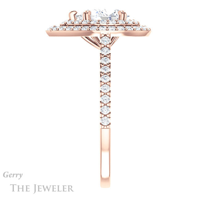 Pear Shaped Forever One Moissanite Engagement Ring #GTJ935-pear-fb-r 3 Pear Shaped Forever Brilliant Moissanite Engagement Ring #GTJ935-pear-fb-r
