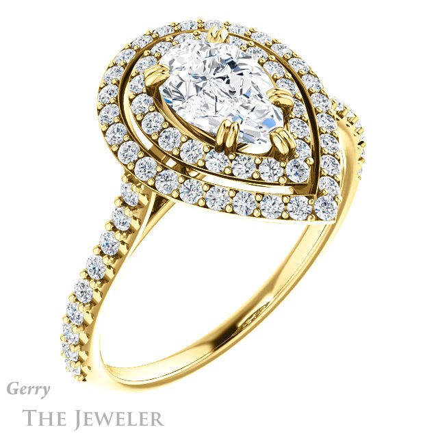 Pear Shaped Forever Brilliant Moissanite Engagement Ring #GTJ935-pear-fb-y