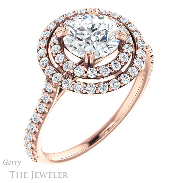 Round Cut Forever One Moissanite Engagement Ring #GTJ935-round-fo-r 4 Round Cut Forever One Moissanite Engagement Ring #GTJ935-round-fo-r