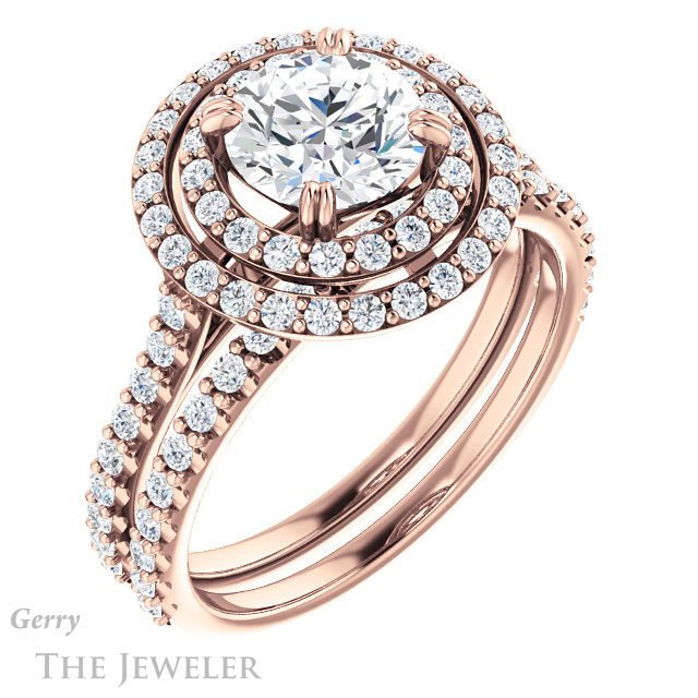 Round Cut Forever One Moissanite Engagement Ring #GTJ935-round-fo-r 6 Round Cut Forever One Moissanite Engagement Ring #GTJ935-round-fo-r