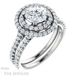 Round Cut Forever One Moissanite Engagement Ring #GTJ935-round-fo-w