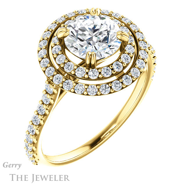 Round Cut Forever One Moissanite Engagement Ring #GTJ935-round-fo-y