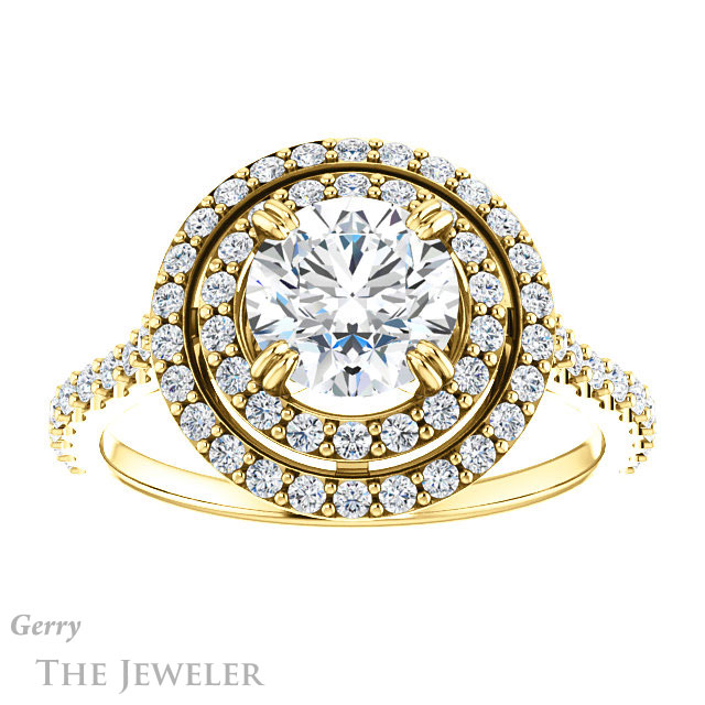 Round Cut Forever One Moissanite Engagement Ring #GTJ935-round-fo-y