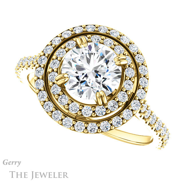 Round Cut Forever One Moissanite Engagement Ring #GTJ935-round-fo-y